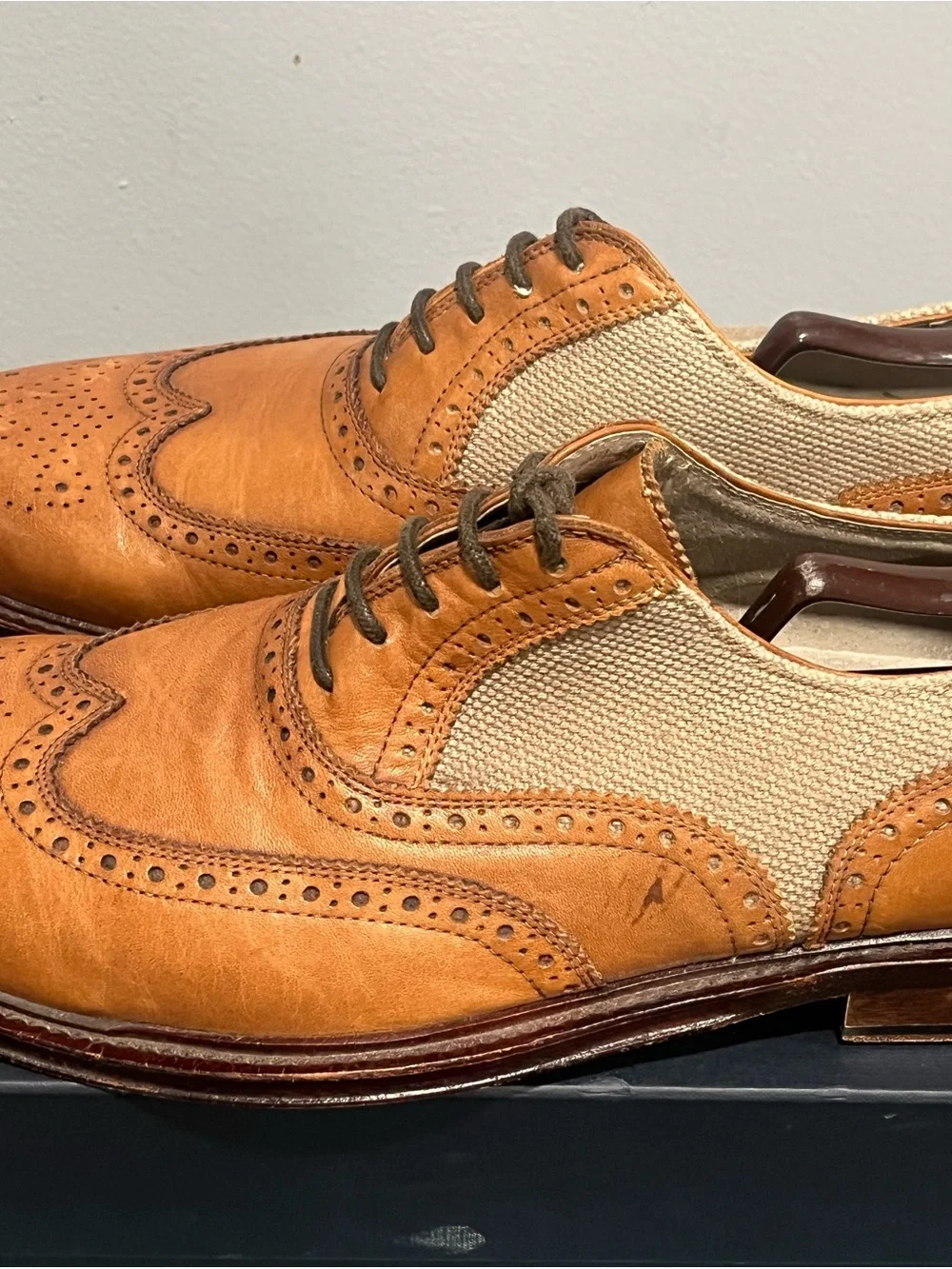 Kenneth Cole Tan and Cream Wingtip Brogues